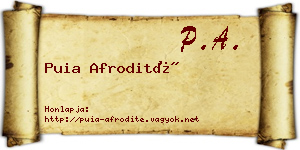 Puia Afrodité névjegykártya